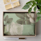 Groen en Wit Italiaanse Bloem Print Decoupage / Tissuepapier (Geschenk)