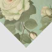 Groen en Wit Italiaanse Bloem Print Decoupage / Tissuepapier (Detail)