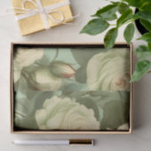 Groen en Wit Italiaanse Bloem Print Decoupage / Tissuepapier (Geschenk)