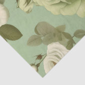 Groen en Wit Italiaanse Bloem Print Decoupage / Tissuepapier (Detail)