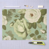 Groen en Wit Italiaanse Bloem Print Decoupage / Tissuepapier (Craft)