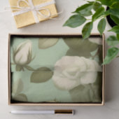 Groen en Wit Italiaanse Bloem Print Decoupage / Tissuepapier (Geschenk)