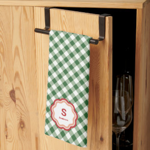 Groen en Wit Karo Gingham Kerstmis Theedoek