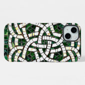Groen en Wit Keltisch Knoopsteen Mozaïek iPhone Hoesje (Achterkant horizontaal)