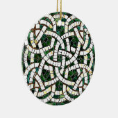 Groen en Wit Keltisch Knoopsteen Mozaïek Keramisch Ornament (Rechts)