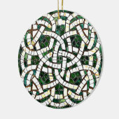 Groen en Wit Keltisch Knoopsteen Mozaïek Keramisch Ornament (Links)