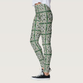 Groen en Wit Keltisch Knoopsteen Mozaïek Leggings (Links)