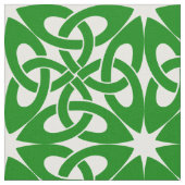 Groen en wit Keltisch Knowork Patroon Stof (Close Up)