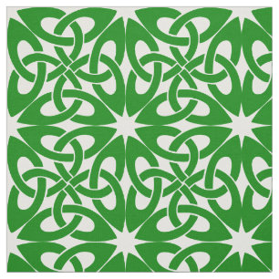 Groen en wit Keltisch Knowork Patroon Stof