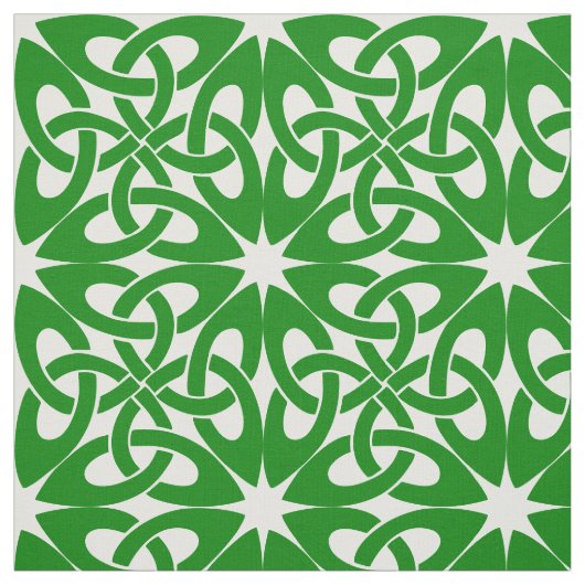 Groen en wit Keltisch Knowork Patroon Stof (Swatch)