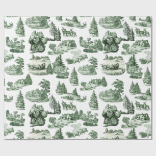 Groen en wit Kerst toile esthetiek Cadeaupapier