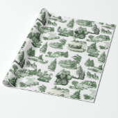 Groen en wit Kerst toile esthetiek Cadeaupapier (Uitgerold)