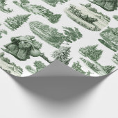 Groen en wit Kerst toile esthetiek Cadeaupapier (Hoek)