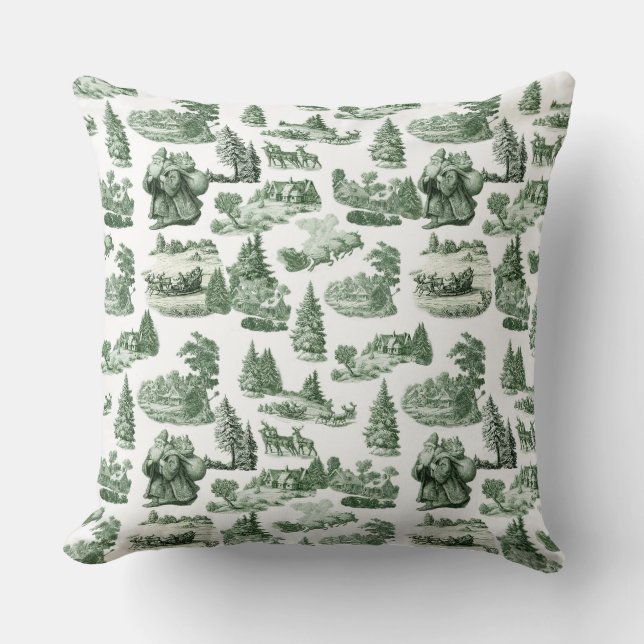 Groen en wit Kerst toile esthetiek Kussen (Voorkant)
