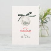  groen en wit kerstbal feestdagenkaart (Staand voorkant)