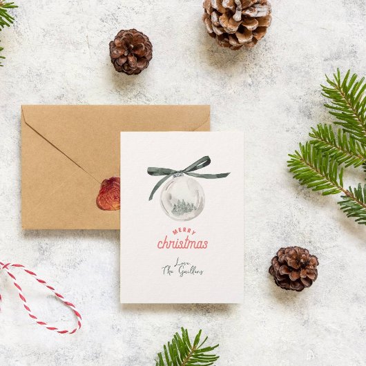  groen en wit kerstbal feestdagenkaart