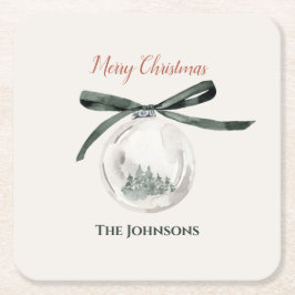 groen en wit kerstbal Onderzetter Set