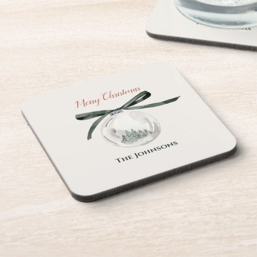  groen en wit kerstbal Onderzetter Set (Linkerzijde)
