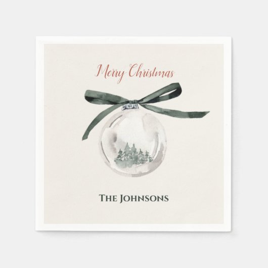 groen en wit kerstbal Onderzetter Set Servet (Voorkant)