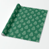 Groen en wit kerstboom patroon cadeaupapier (Uitgerold)