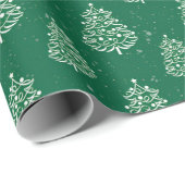 Groen en wit kerstboom patroon cadeaupapier (Rol Hoek)