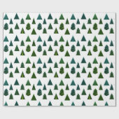 Groen en wit kerstboompatroon cadeaupapier (Vlak)