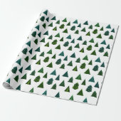 Groen en wit kerstboompatroon cadeaupapier (Uitgerold)