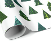 Groen en wit kerstboompatroon cadeaupapier (Rol Hoek)