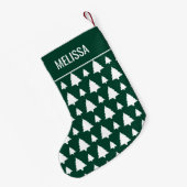 Groen en wit kerstboompatroon en naam kleine kerstsok (Achterkant (Hangend))