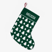 Groen en wit kerstboompatroon en naam kleine kerstsok (Voorkant (Hangend))