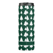 Groen en wit kerstboompatroon en naam thermosbeker (Achterkant)