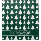 Groen en wit kerstboompatroon en tekst douchegordijn (Voorkant)