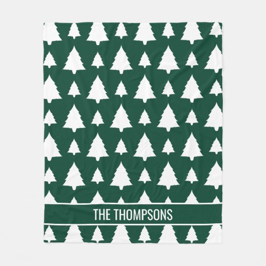 Groen en wit kerstboompatroon en tekst fleece deken (Voorkant)
