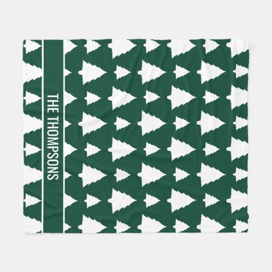 Groen en wit kerstboompatroon en tekst fleece deken (Voorkant (Horizontaal))
