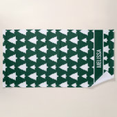 Groen en wit kerstboompatroon en tekst strandlaken (Voorkant)