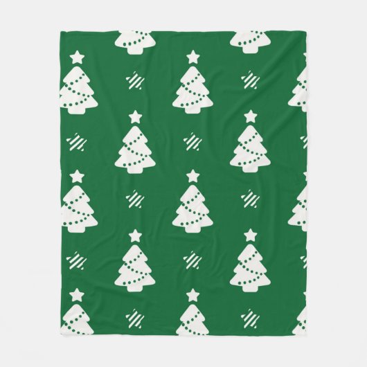 Groen en wit kerstboompatroon fleece deken (Voorkant)