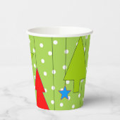 Groen en wit kerstboompatroon papieren bekers (Links)