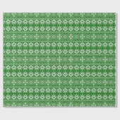 Groen en Wit Kerstmis Fair Isle Patroon Cadeaupapier (Vlak)