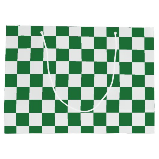 Groen en Wit Kerstmis Geruit Groot Cadeauzakje (Achterkant)