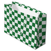 Groen en Wit Kerstmis Geruit Groot Cadeauzakje (Voorkant Gekanteld)