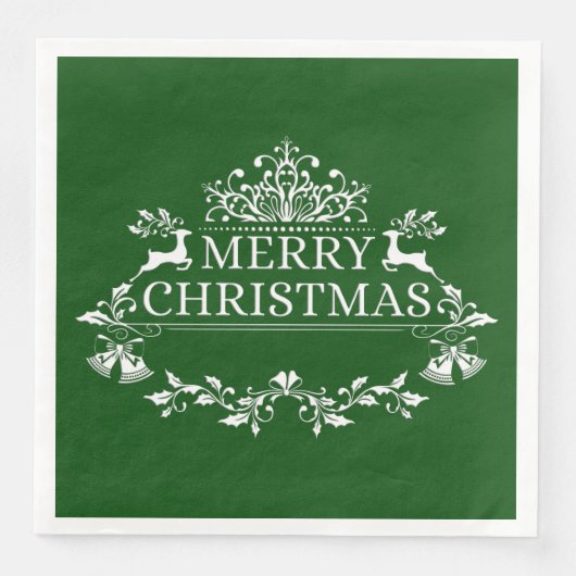 Groen en wit kerstpapier Napkins Servetten (Voorkant)