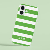 Groen en Wit Klassieke Strepen Monogram Case-Mate iPhone Case