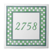 Groen en wit klein huisnummer tegeltje (Voorkant)