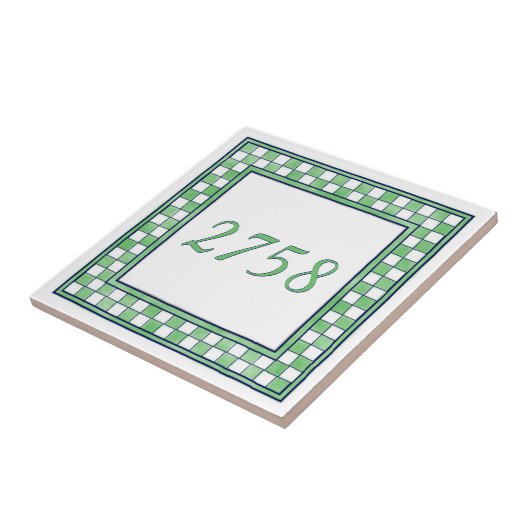 Groen en wit klein huisnummer tegeltje (Zijkant)