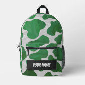 Groen en Wit Koe Patroon Monogram Bedrukte Rugzak (Voorkant)