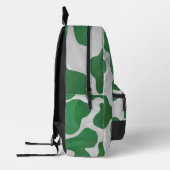 Groen en Wit Koe Patroon Monogram Bedrukte Rugzak (Links)