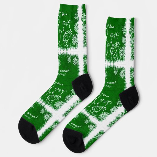 Groen en wit krijt Snowman-Let het sneeuwsokken Sokken (Links)
