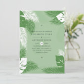 Groen en wit leder Exotic Tropical Wedding Kaart (Staand voorkant)
