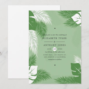 Groen en wit leder Exotic Tropical Wedding Kaart