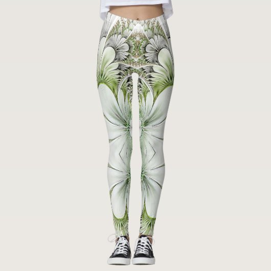 Groen en wit letterlijk ontwerp leggings (Voorkant)